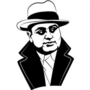 black and white illustration of al capone